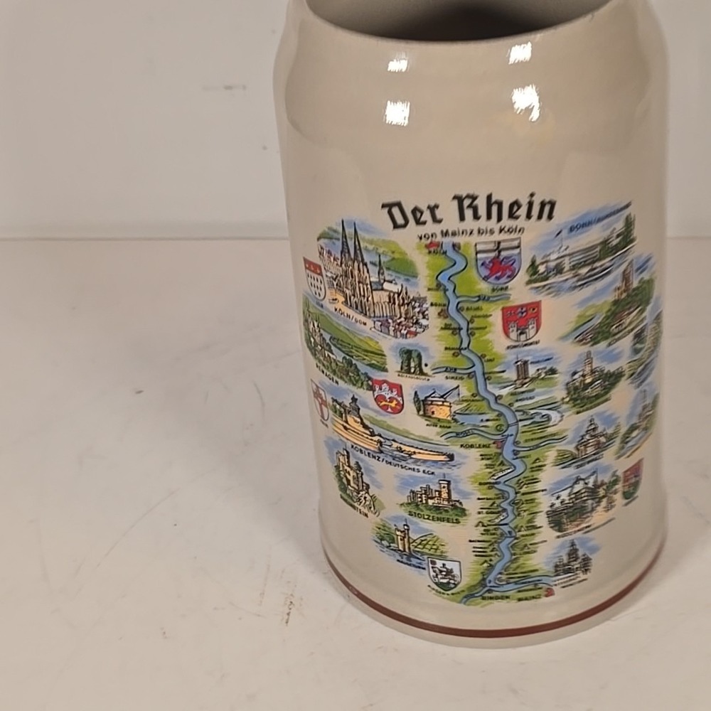 Vintage Ceramic German Der‎ Rhein  Von Mainz Bis  Koln Beer Stein